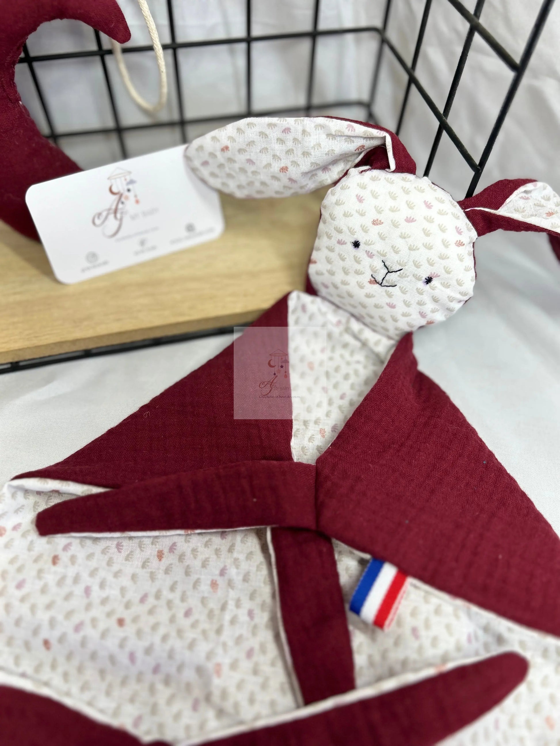 Doudou lapin plat Bordeaux AS my Baby