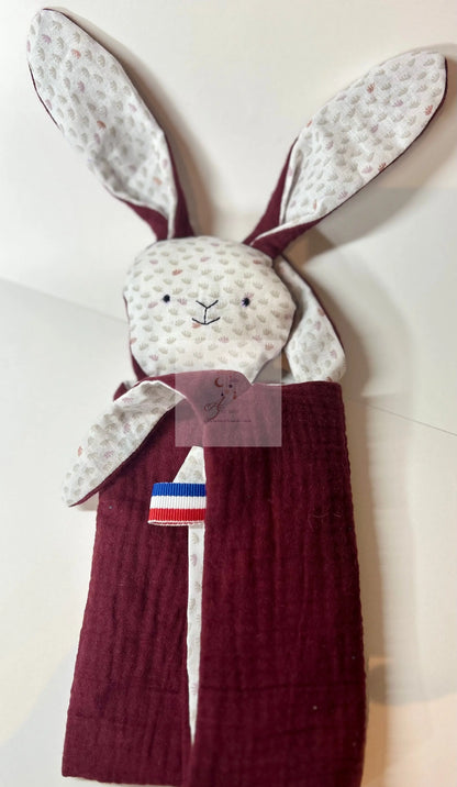 Doudou lapin plat Bordeaux AS my Baby