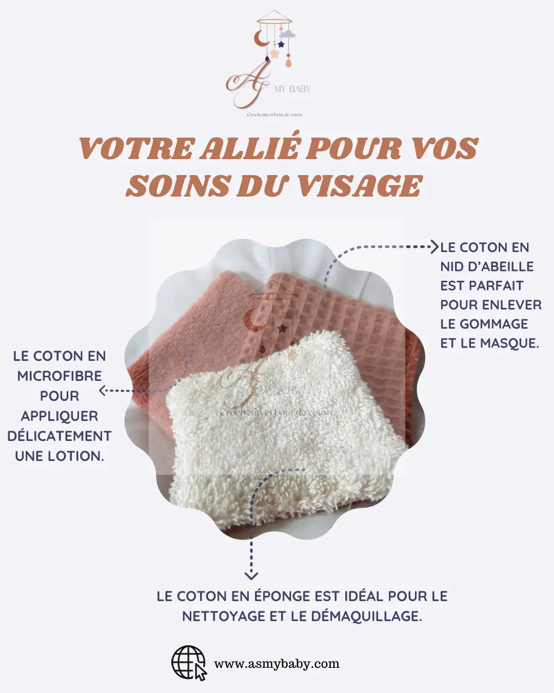 Kit de coton spécial soin du visage AS my Baby